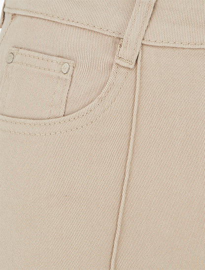 Jean wide leg taille haute à couture apparente - Beige - 3