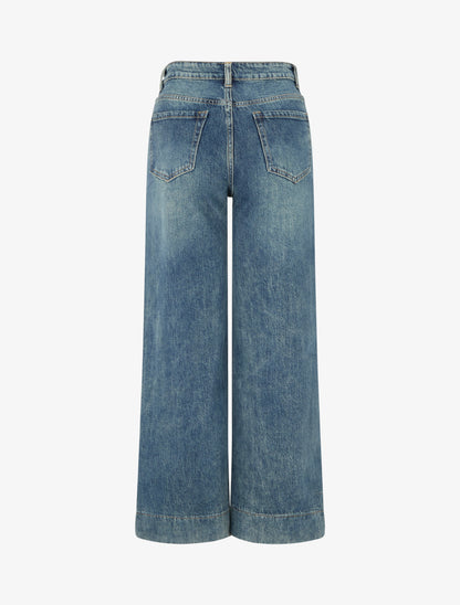 Jean wide leg à taille haute - Bleu moyen - 2