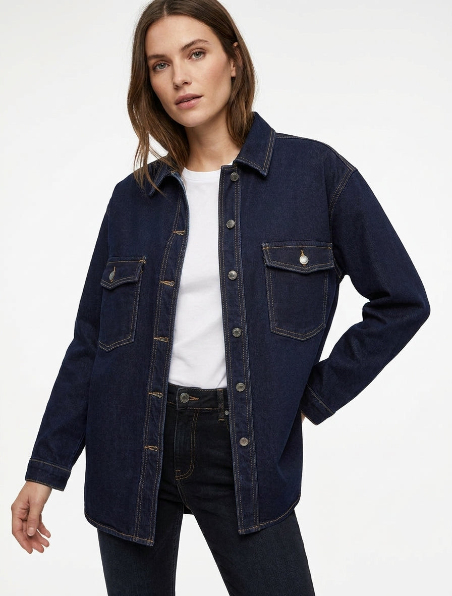 Surchemise en jean coupe oversize - Bleu brut