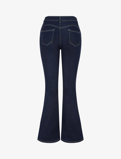Jean flare push-up taille haute - Bleu brut - 2