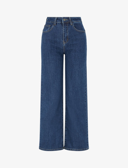 Jean taille haute coupe droite - Bleu denim - 1