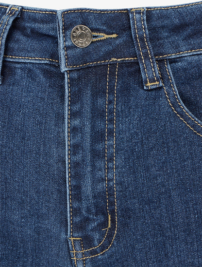 Jean taille haute coupe droite - Bleu denim - 3