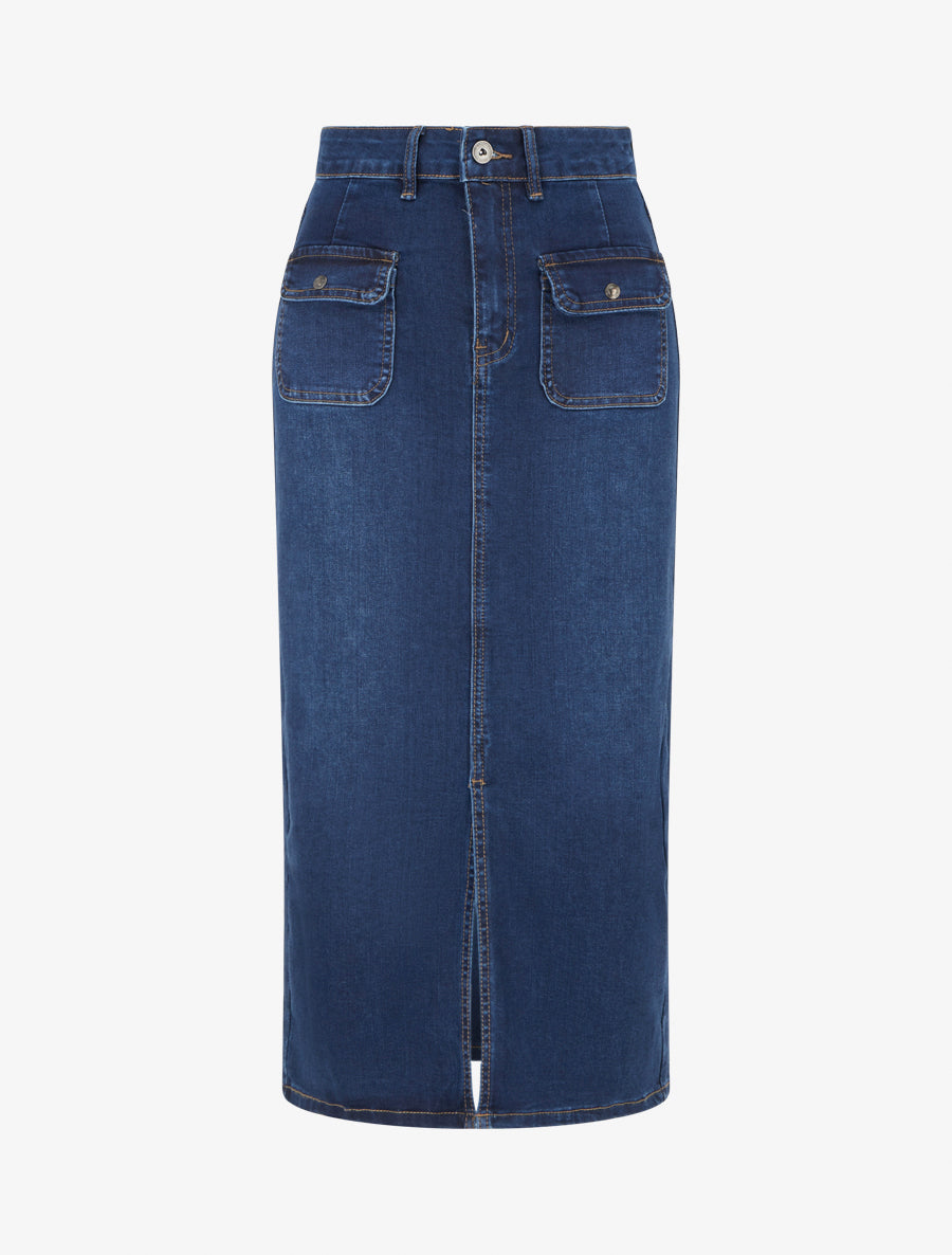 Jupe en denim à 4 poches - Bleu denim - 1