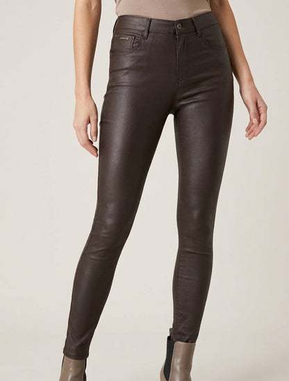 Jean skinny effet ciré - Marron