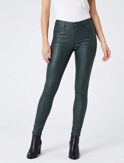 Jean skinny effet ciré - Vert foncé