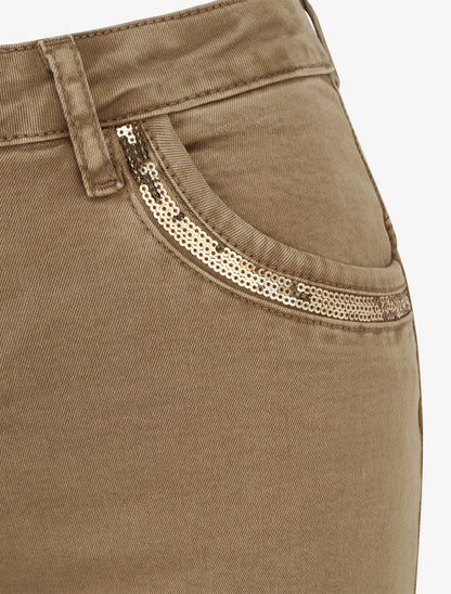 Jean skinny à poches à sequins - Marron clair - 3