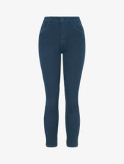 Jean slim uni à taille haute - Bleu - 1