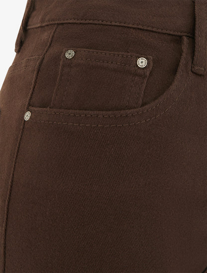 Jean wide leg uni à taille haute - Marron - 3