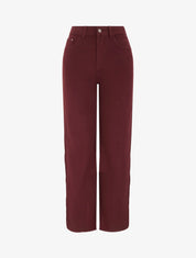 Jean wide leg uni à taille haute - Bordeaux - 1