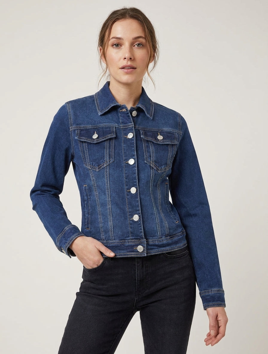 Veste en jean ajustée - Bleu