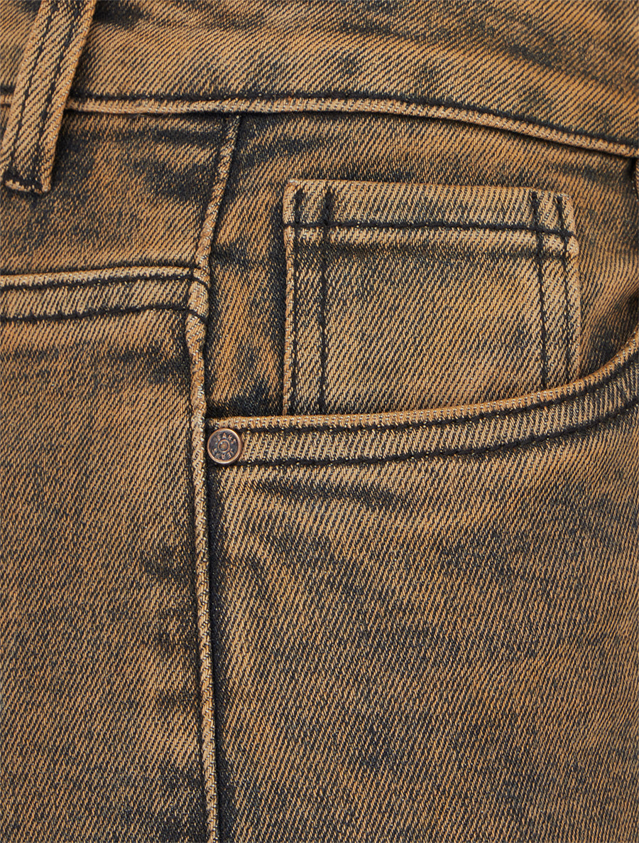 Jean ample taille haute effet délavé - Camel - 3