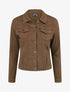 Veste en jean uni coupe droite - Marron - 1
