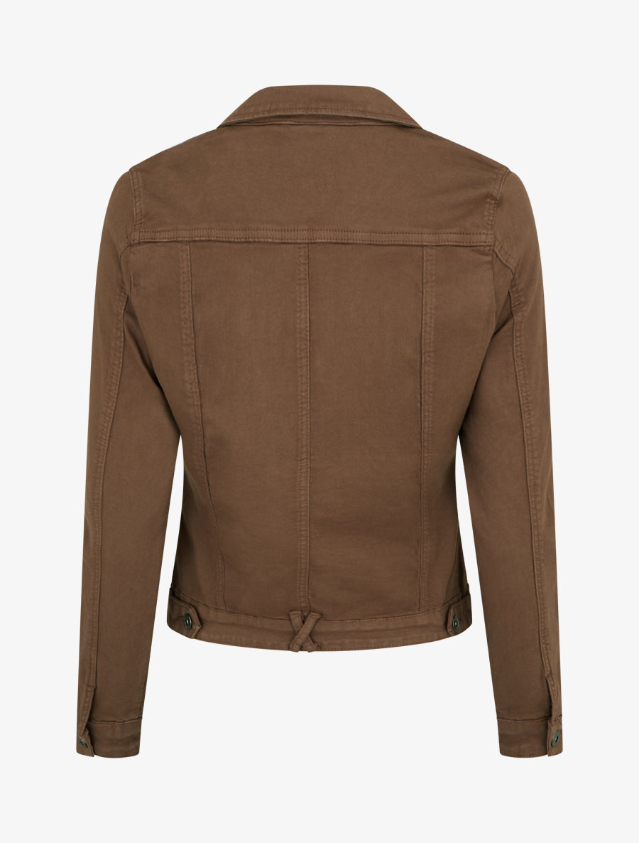 Veste en jean uni coupe droite - Marron - 2