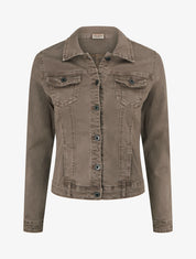 Veste en jean uni coupe droite - Taupe - 1
