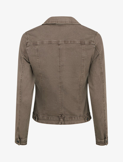 Veste en jean uni coupe droite - Taupe - 2