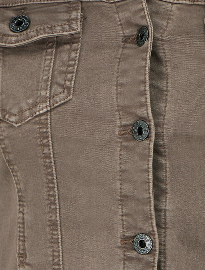 Veste en jean uni coupe droite - Taupe - 3