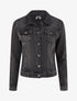 Veste en jean uni coupe droite - Noir - 1