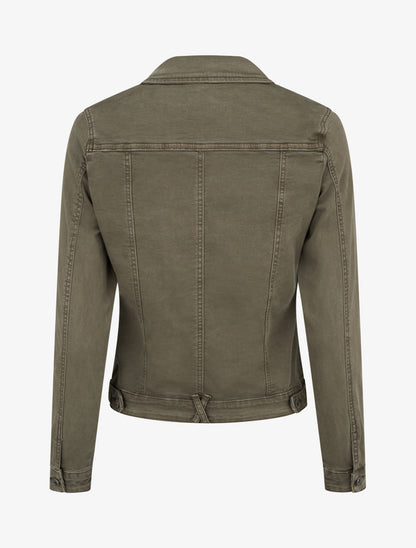 Veste en jean uni coupe droite - Kaki - 2