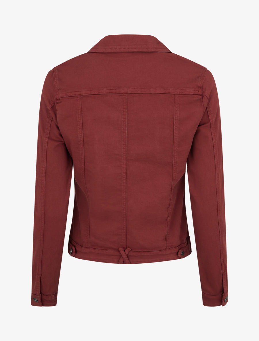Veste en jean uni coupe droite - Bordeaux - 2