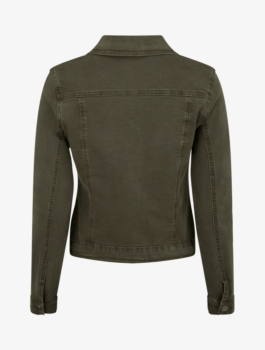 Veste en jean unie coupe droite - Kaki - 2