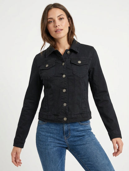 Veste en jean unie coupe droite - Noir