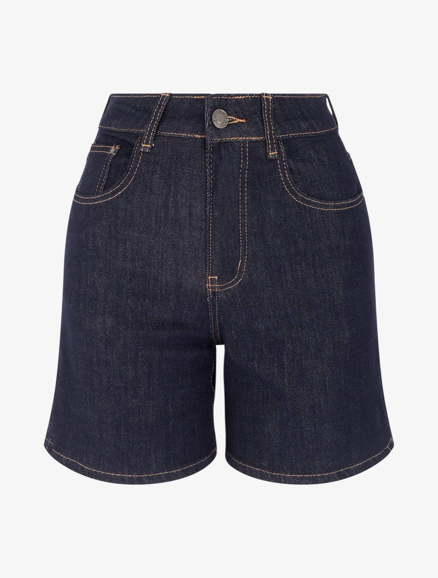 Short en jean coupe droite - Bleu brut - 1