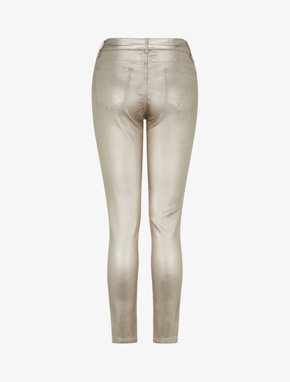 Pantalon slim en simili effet enduit - Or clair - 2