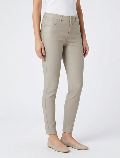 Pantalon slim en simili effet enduit - Beige