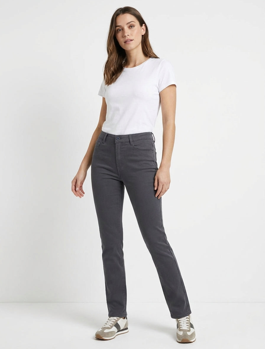 Jean uni coupe droite - Gris foncé