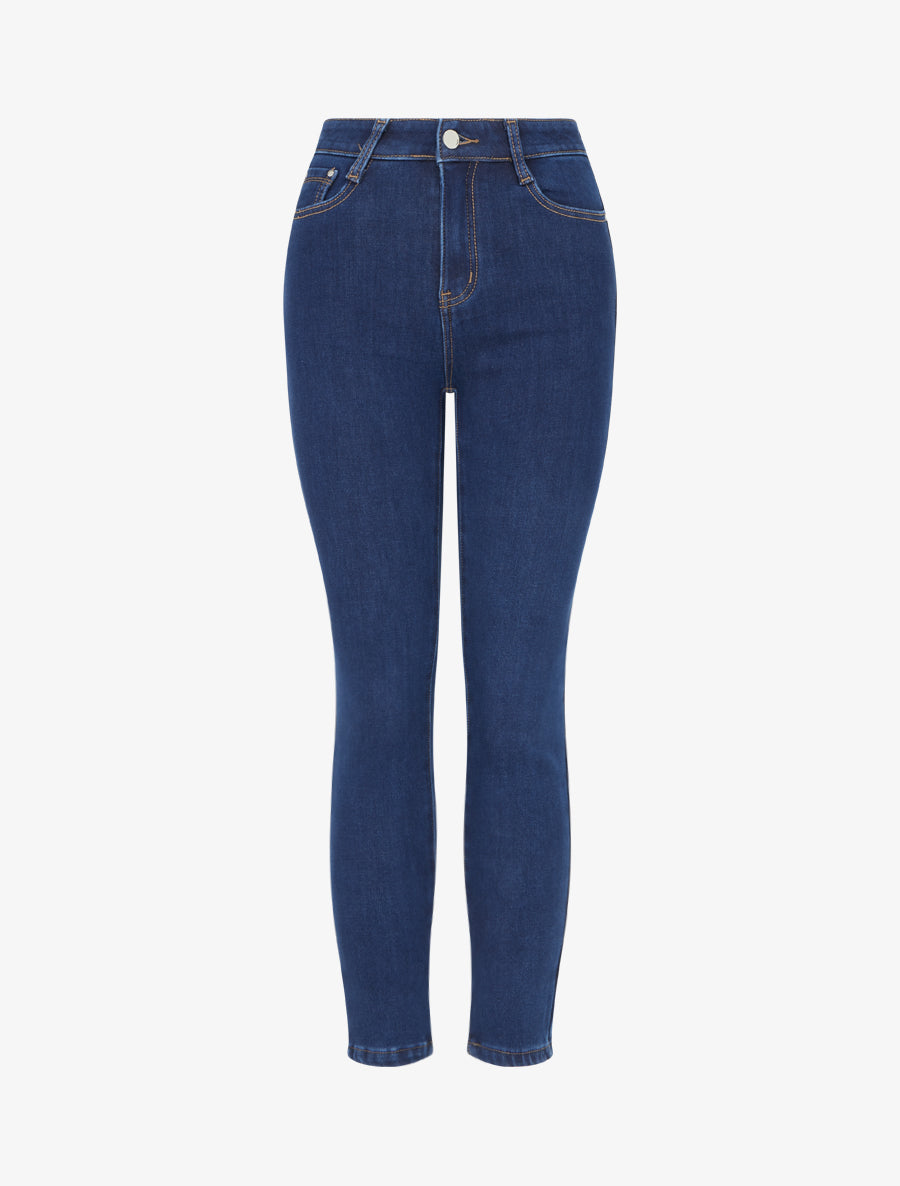 Jean skinny doublé polaire - Bleu brut - 1