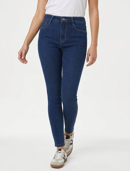 Jean skinny doublé polaire - Bleu brut