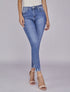 Jean skinny délavé avec chevilles effilées - Bleu denim - 1