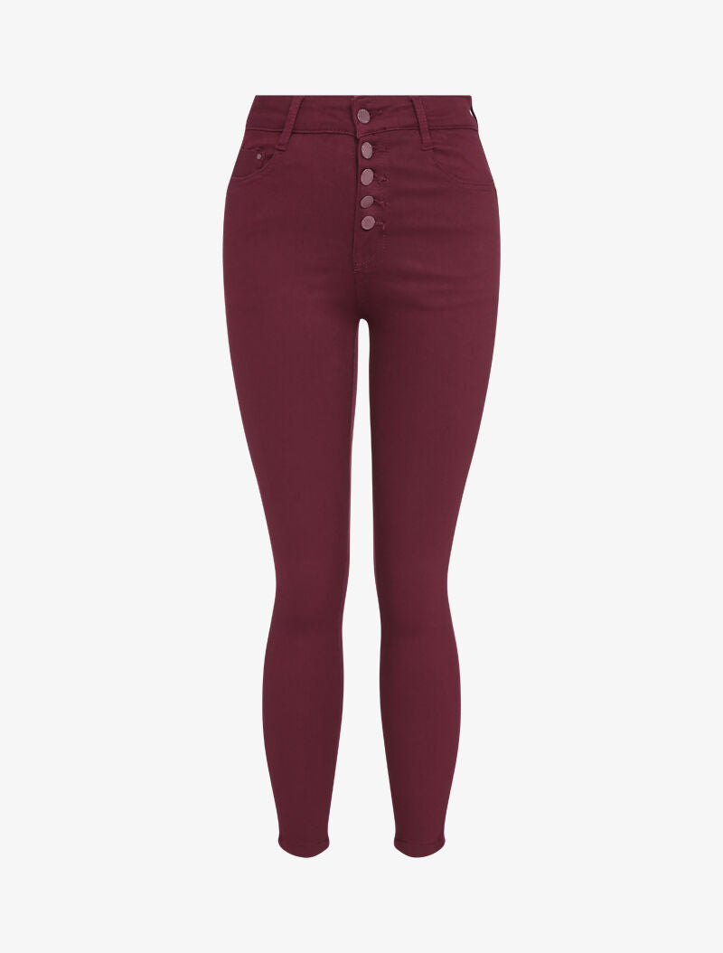 Jean skinny boutonné - Bordeaux - 2