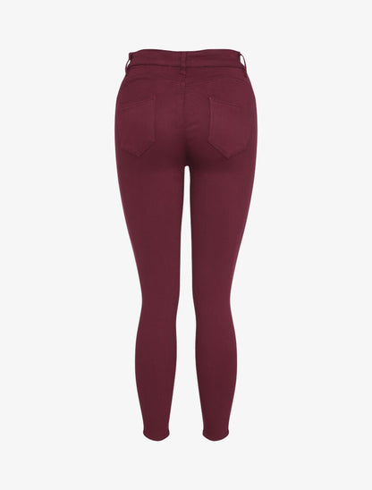 Jean skinny boutonné - Bordeaux - 3