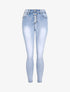 Jean slim à taille empire élastiquée - Bleu clair - 1