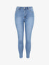 Jean push up skinny à bords effilochés - Bleu denim - 1