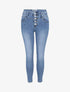 Jean skinny à taille haute boutonnée - Bleu denim - 1