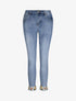 Jean 7/8 à revers orné de broderies et de strass - Bleu denim - 4