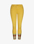 Jean 7/8  à bords coupe franche ornés de sequins - Jaune moutarde - 1