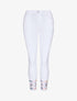 Jean 7/8 à bords coupe franche et ornés de broderies - Blanc - 1
