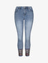 Jean slim push-up taille haute broderie cachemire - Bleu - 1