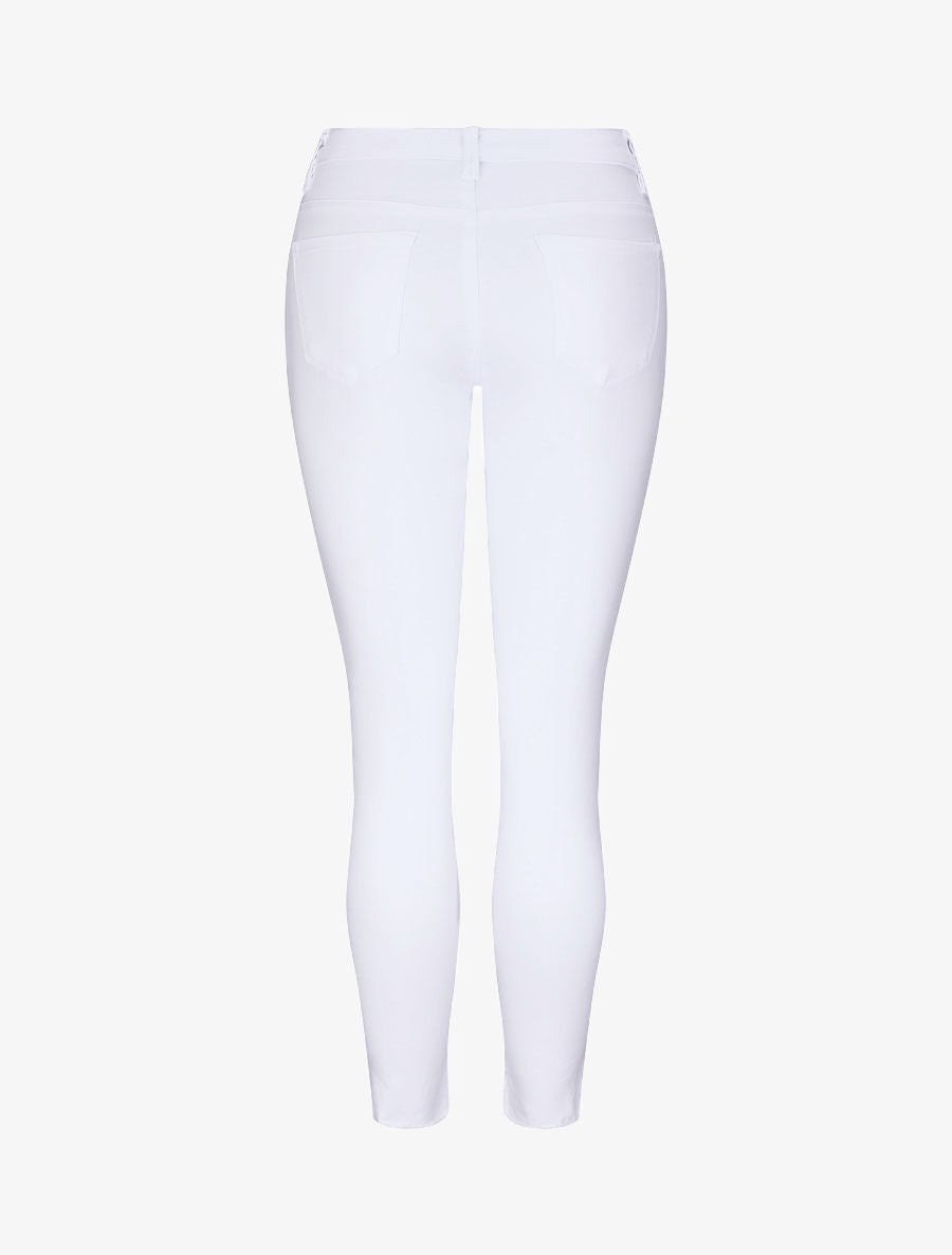 Jean slim taille haute broderies et perles - Blanc - 2