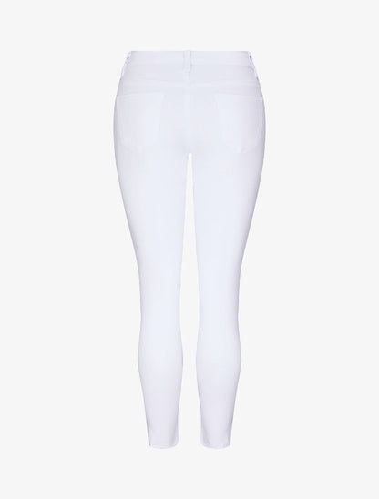 Jean slim taille haute broderies et perles - Blanc - 2