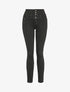 Jean skinny taille empire à boutons stylisés - Noir - 4