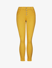 Jean boyfriend taille haute uni effet froissé - Moutarde - 1