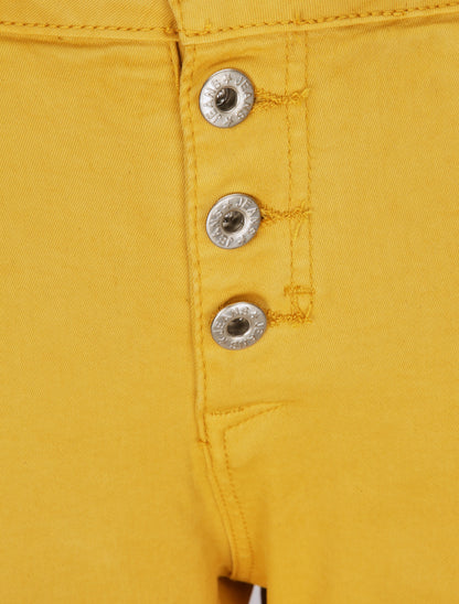 Jean boyfriend taille haute uni effet froissé - Moutarde - 3