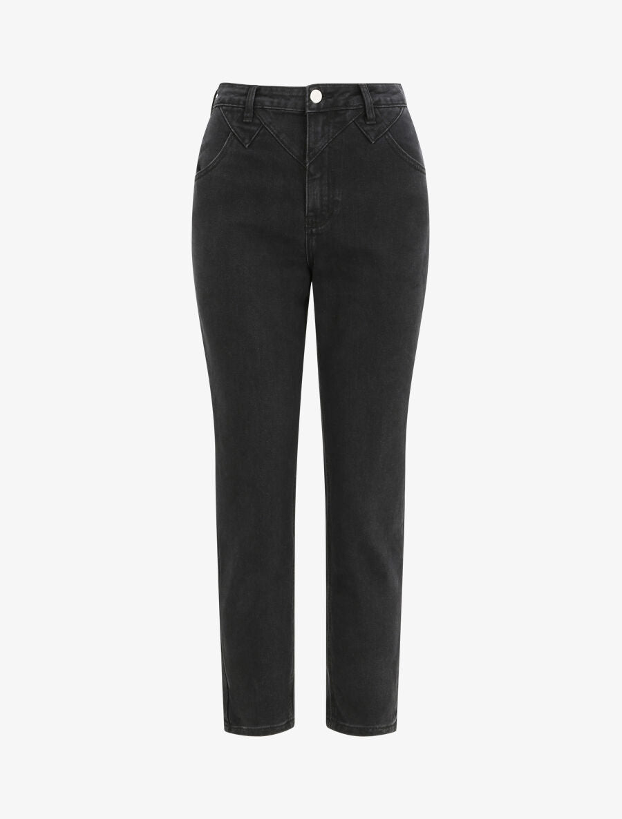 Jean mom à coutures stylisées - Anthracite - 4