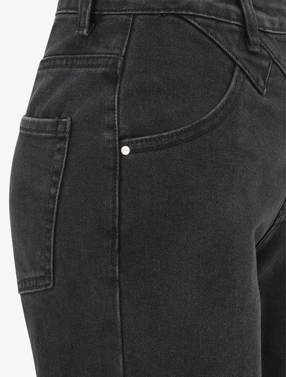 Jean mom à coutures stylisées - Anthracite - 3