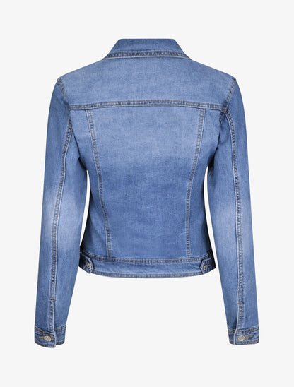 Veste en jean col à pied délavée - Bleu clair