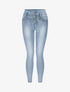Jean slim délavé à taille haute boutonnée - Bleu clair - 1